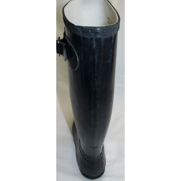 Hunter Black Matte Rubber Tall Rain Boots Rainboots Womens Size 8 Mens Size 7 - Picture 10 of 10
